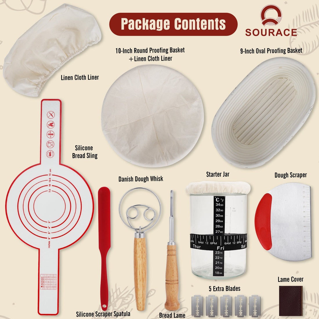 Beginner-Friendly Bread Basket Set: Start Baking with All Tools in One Go